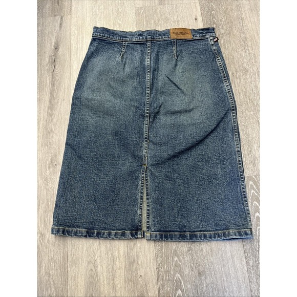 Vintage 90s Ralph Lauren Polo Jeans Co Denim Back Slit Skirt Size 8 - Picture 9 of 10